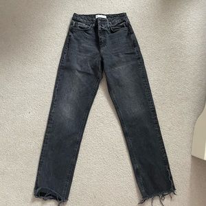 Topshop Straight High Rise Jeans Dark Grey